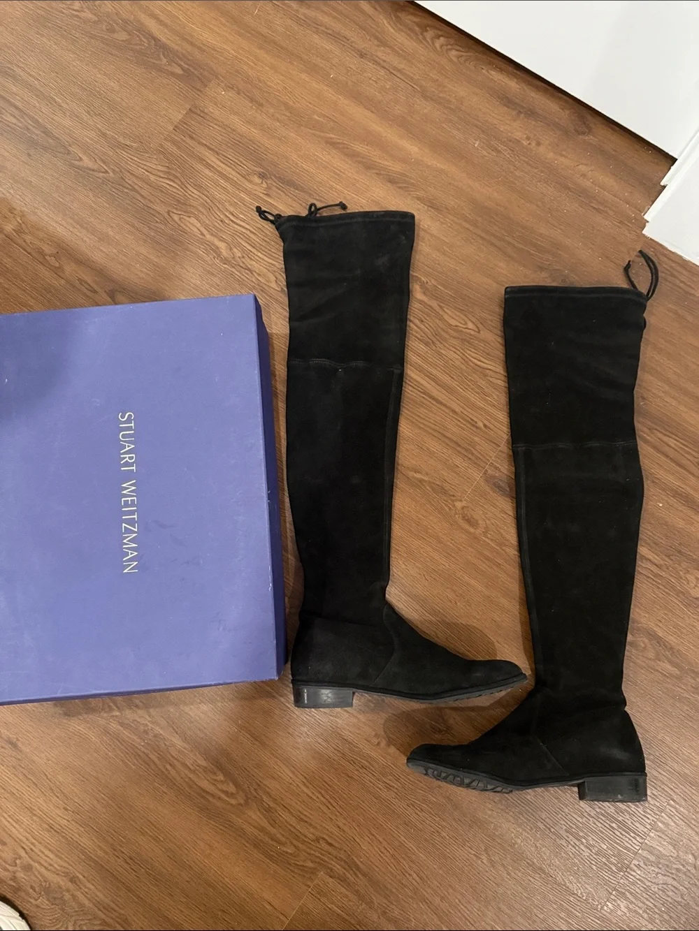 Stuart Weitzman Black Suede Over-the-Knee Boots